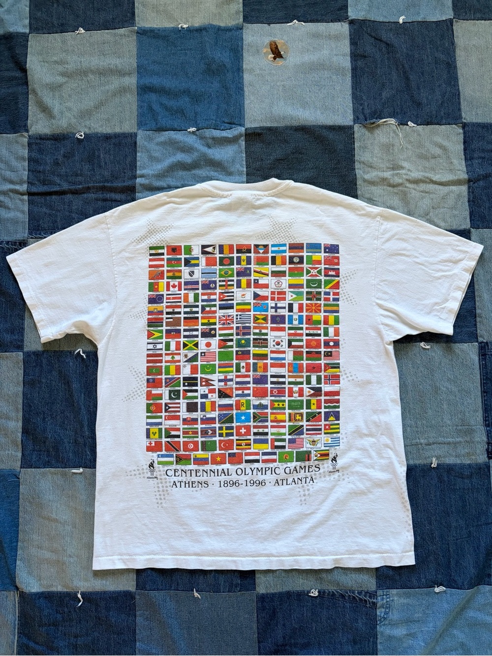 90s Atlanta Olympics 1996 vintage t shirt country flags back star AOP size XL